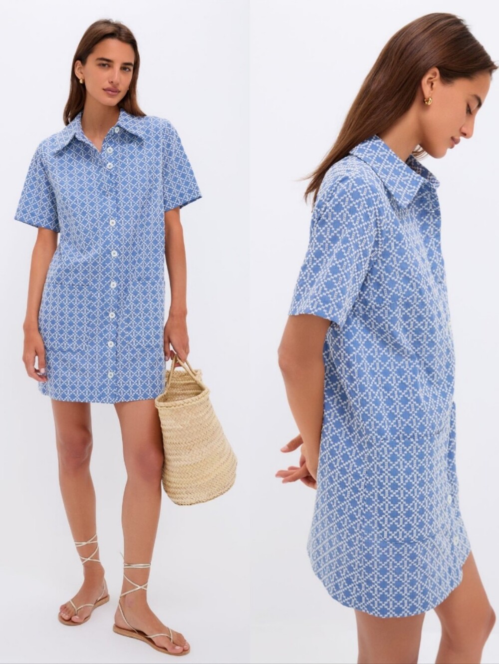 POMANDER PLACE Denim Embroidered Lacie Shirt Dress M.